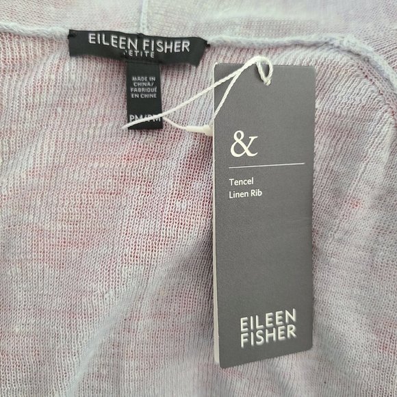 Eileen Fisher women Cardigan Straight Long Tencel Linen Rib grayish sz PM new - Picture 9 of 12